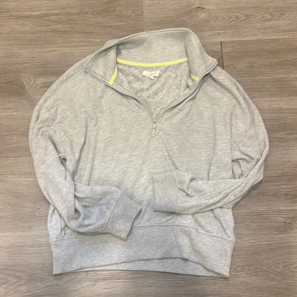 Lou and Grey light gray three quarter zip sweatshirt light weight
